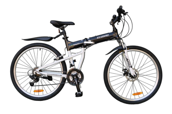 black and white folding bike