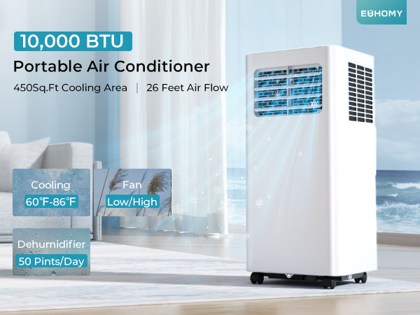 Portable Air Conditioner 9000 BTU,3-In-1 Cooling AC with Dehumidifier, Fan, Sleep modes-AC9k