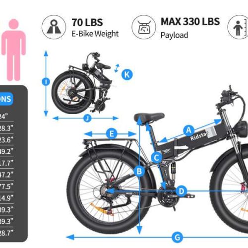 26" Folding Ebike 48V 20Ah 26x 4" Fat Tyre Electric Off Road MTB Bike, 21 SP SHIMANO -H26R