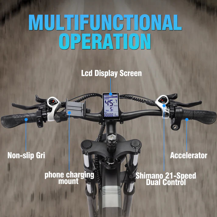 26" Folding Ebike 48V 20Ah 26x 4" Fat Tyre Electric Off Road MTB Bike, 21 SP SHIMANO -H26R