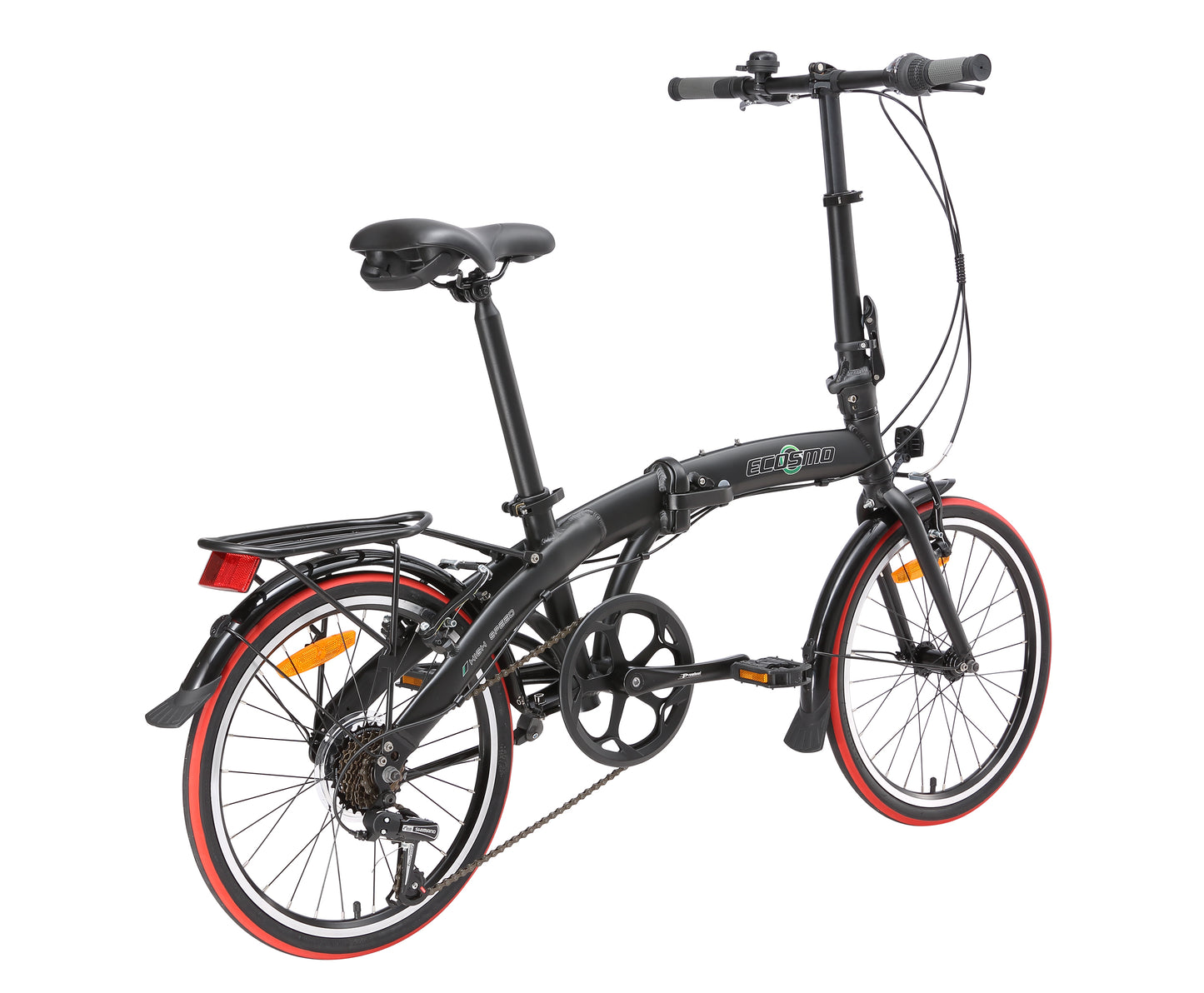 Ecosmo Alloy Folding City Bicycle (20 inch) Black,7 Speed SHIMANO -20AF09BL