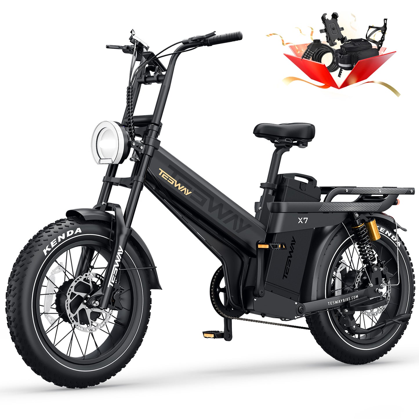 TESWAY X7 AWD 20" Electric Bike 52V 60Ah Dual Motor Fat Tyre off road E-Bike E-MTB 60km/h- X7