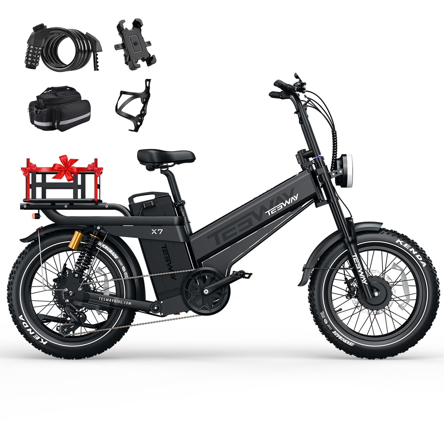 TESWAY X7 AWD 20" Electric Bike 52V 60Ah Dual Motor Fat Tyre off road E-Bike E-MTB 60km/h- X7