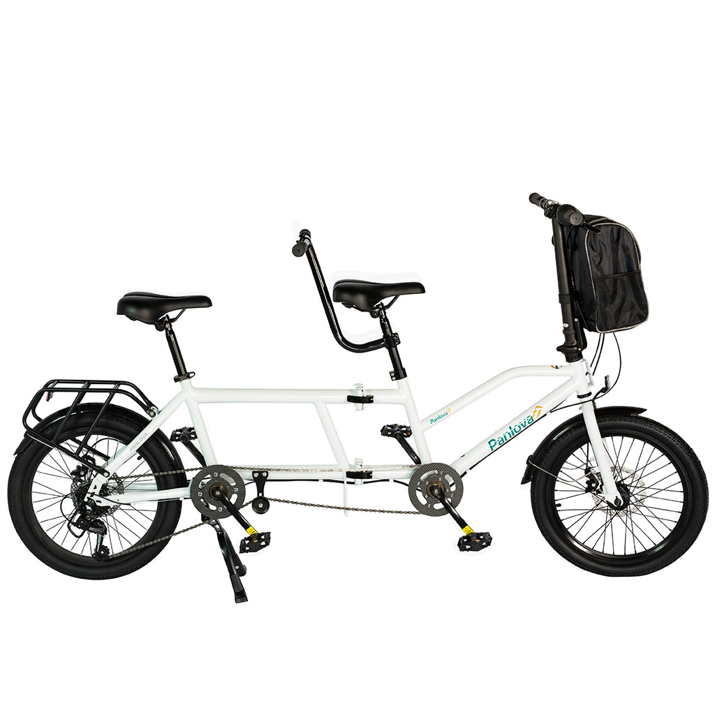 Fold-Up Tandem Bike White – Compact Stylish Ride - Main Image