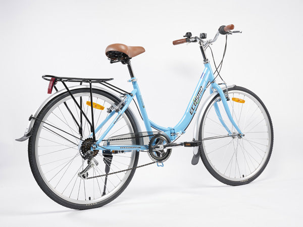 Ecosmo Folding Ladies Bike With Basket – Blue