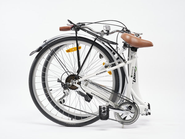 Ecosmo Folding Ladies Bike With Basket – White
