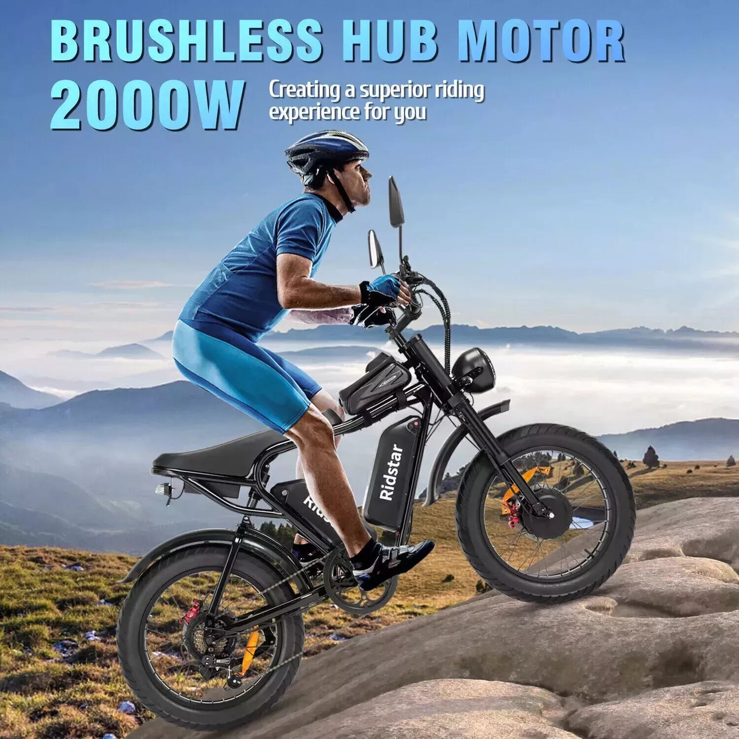 Ebike Dual Motor 2000W 52V 40AH 20'' Fat Tire Off Road Mountain MTB Electric Bike, Display model £1000 off- Q20 Pro