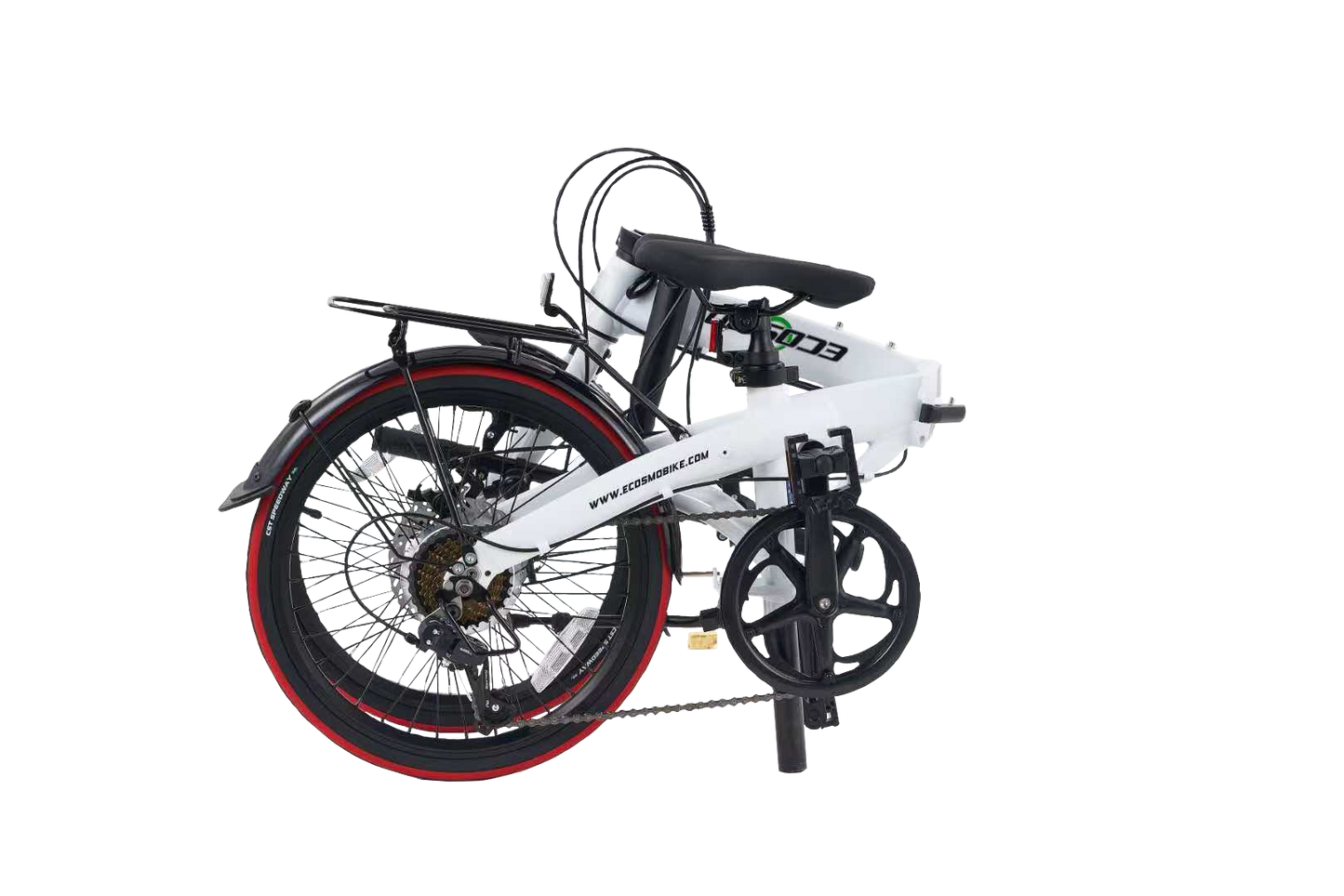 Ecosmo 20 Inch Alloy Folding City Bicycle, 7 SHIMANO speeds & Full Disc Brakes, 12kg – White 20AF09W