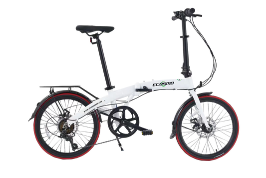 Ecosmo 20 Inch Alloy Folding City Bicycle, 7 SHIMANO speeds & Full Disc Brakes, 12kg – White 20AF09W