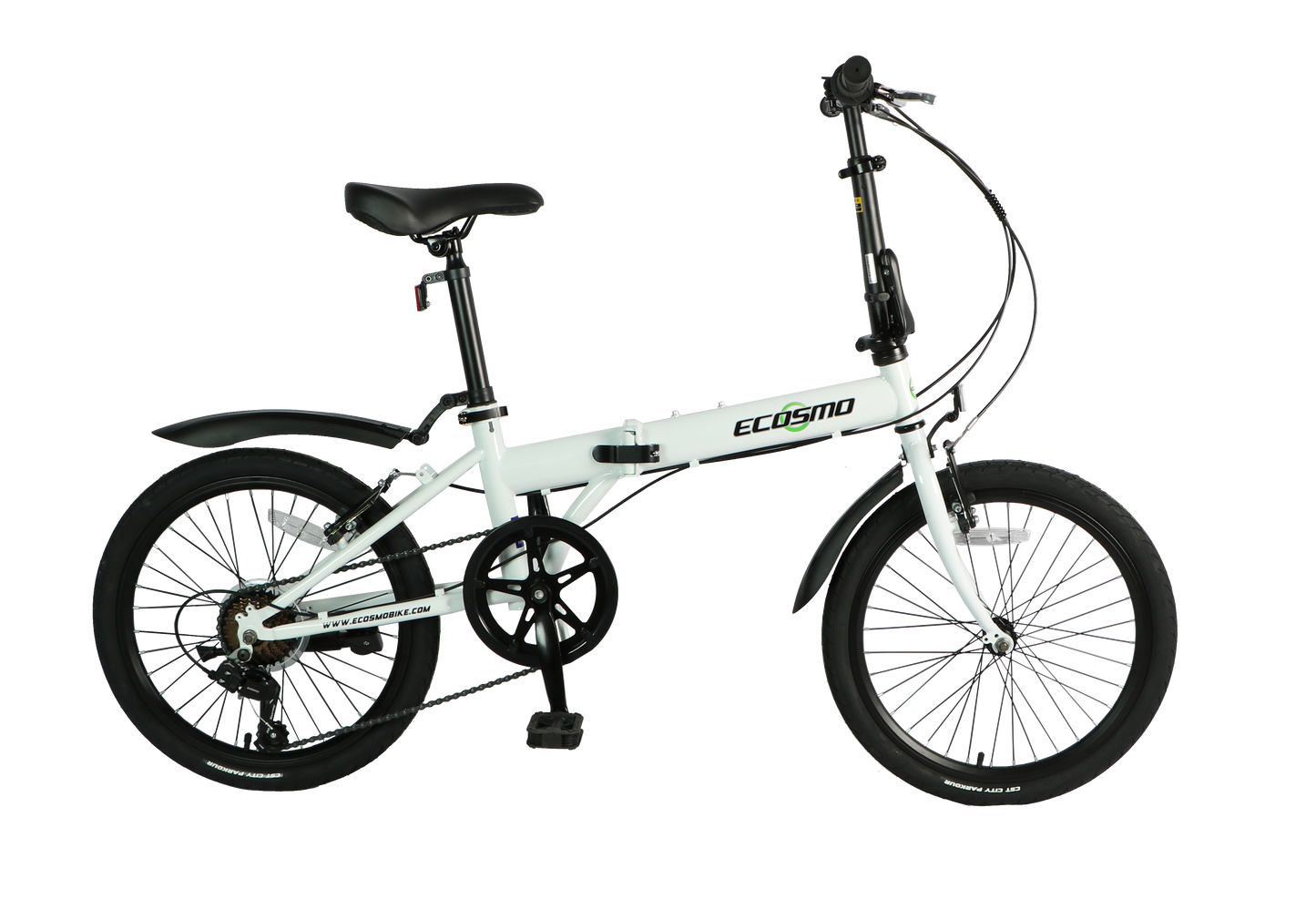 Ecosmo Commuter Folding Bike in white ,7 SP Shimano - 20F03W