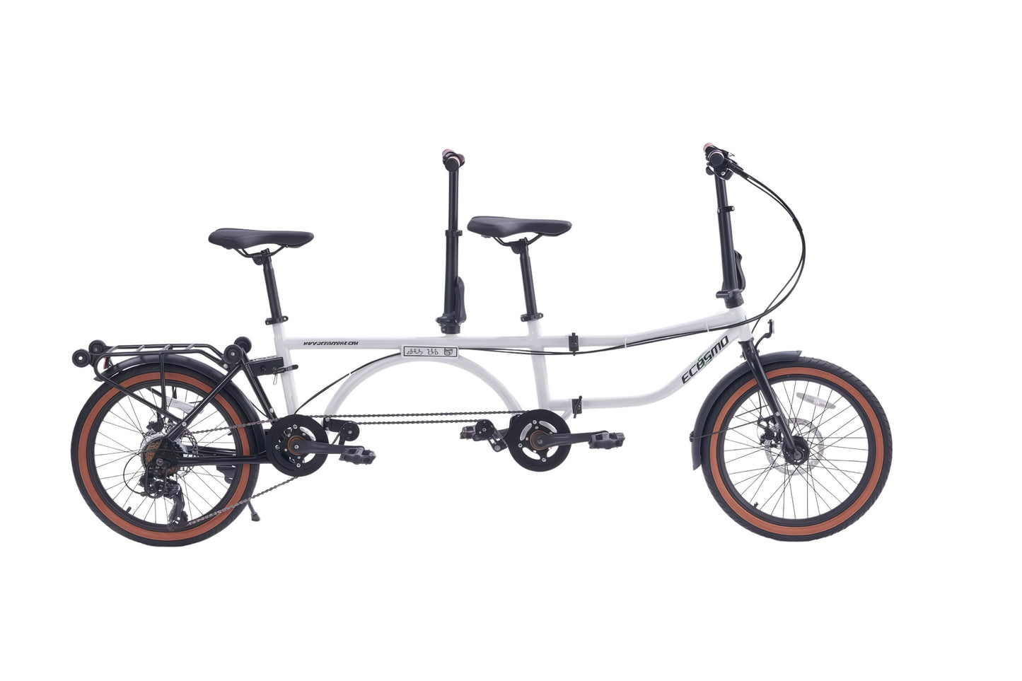 Ecosmo 20" Wheel New 4-Way Folding Steel Tandem Bicycle Bike 7 Speeds- 20TF02