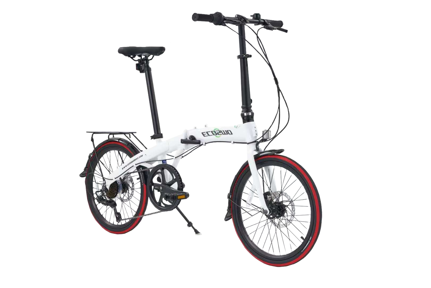 Ecosmo 20 Inch Alloy Folding City Bicycle, 7 SHIMANO speeds & Full Disc Brakes, 12kg – White 20AF09W