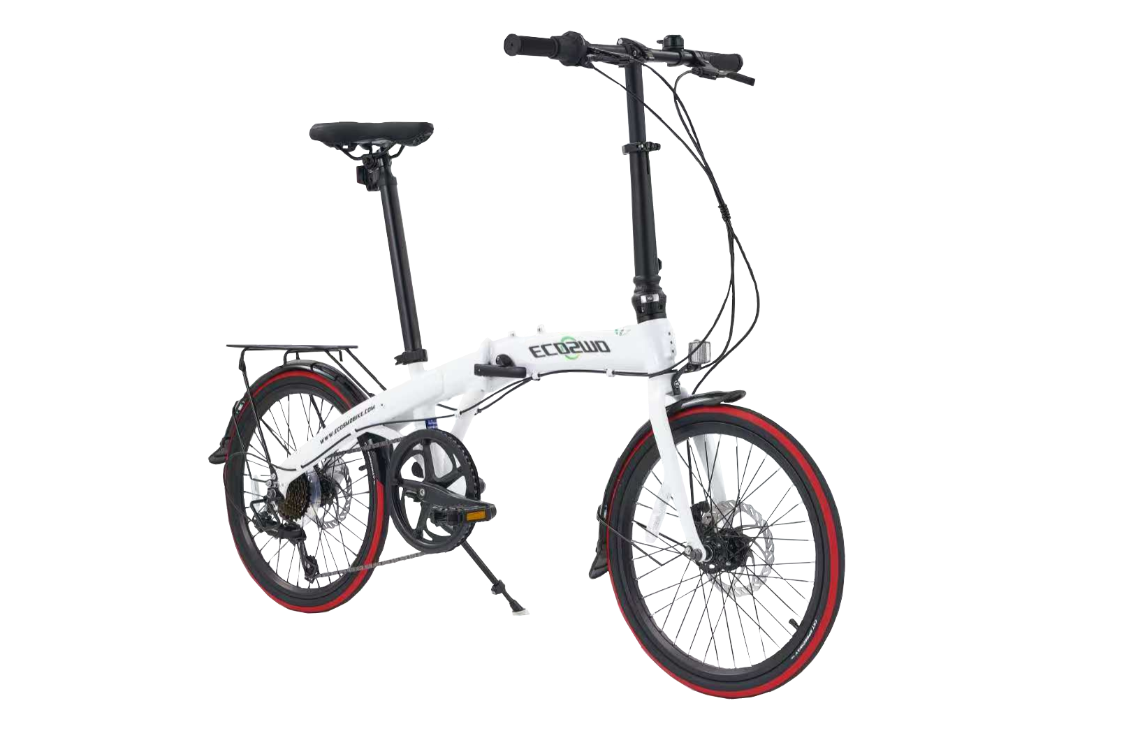 Ecosmo 20 Inch Alloy Folding City Bicycle, 7 SHIMANO speeds & Full Disc Brakes, 12kg – White 20AF09W