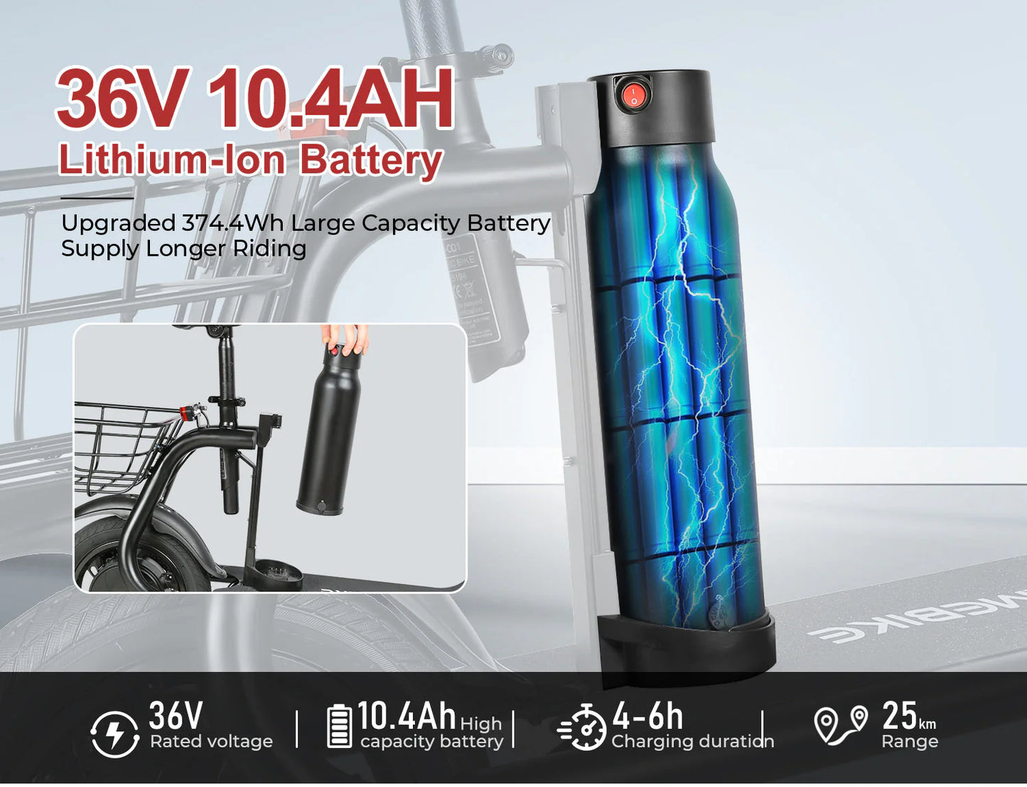 36V - 10.4Ah Lithium Battery