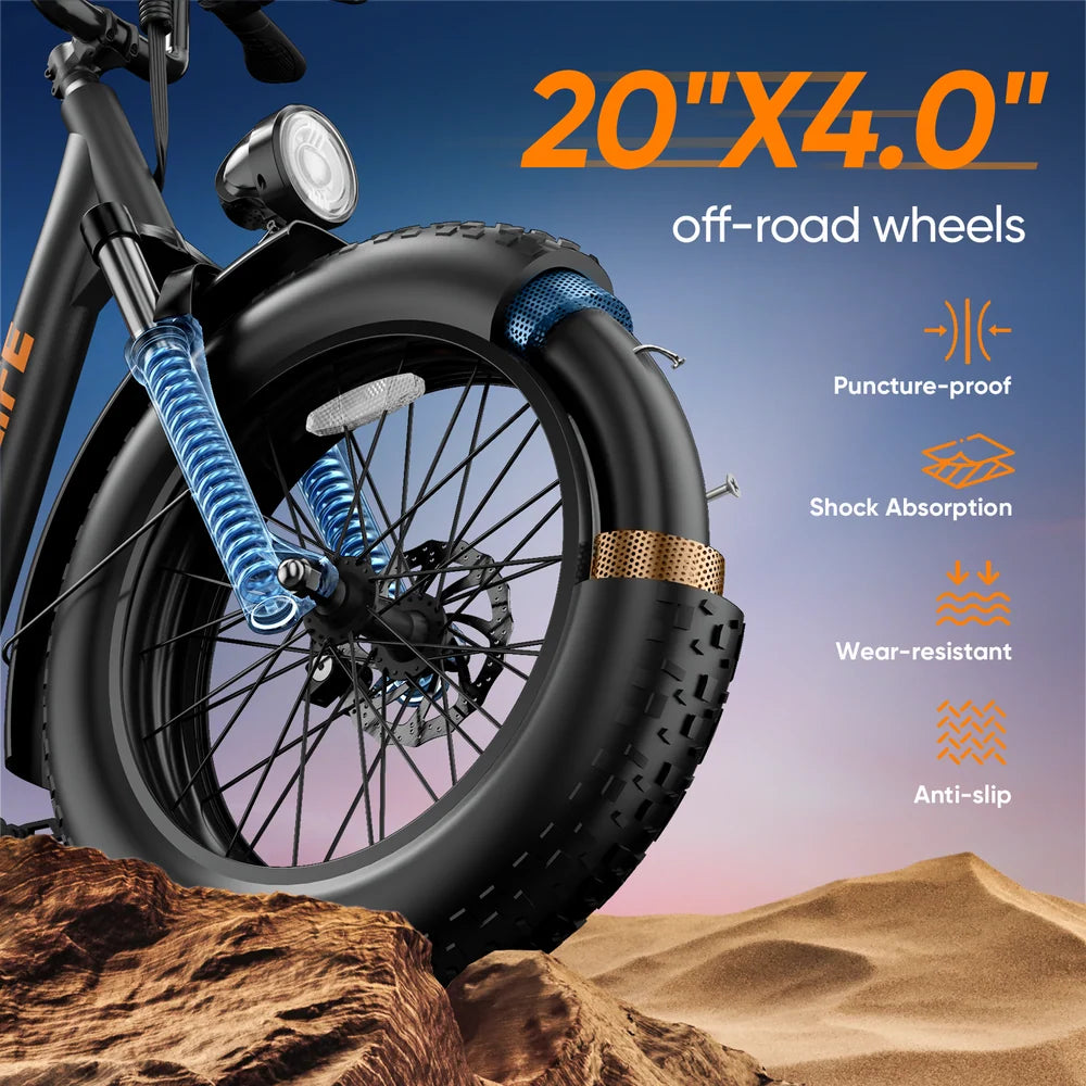 20" All-Terrain 4.0" Fat Tyre City Bike 750W,48V 15.6Ah,7 SP Front Suspension-E20 pro Display Model