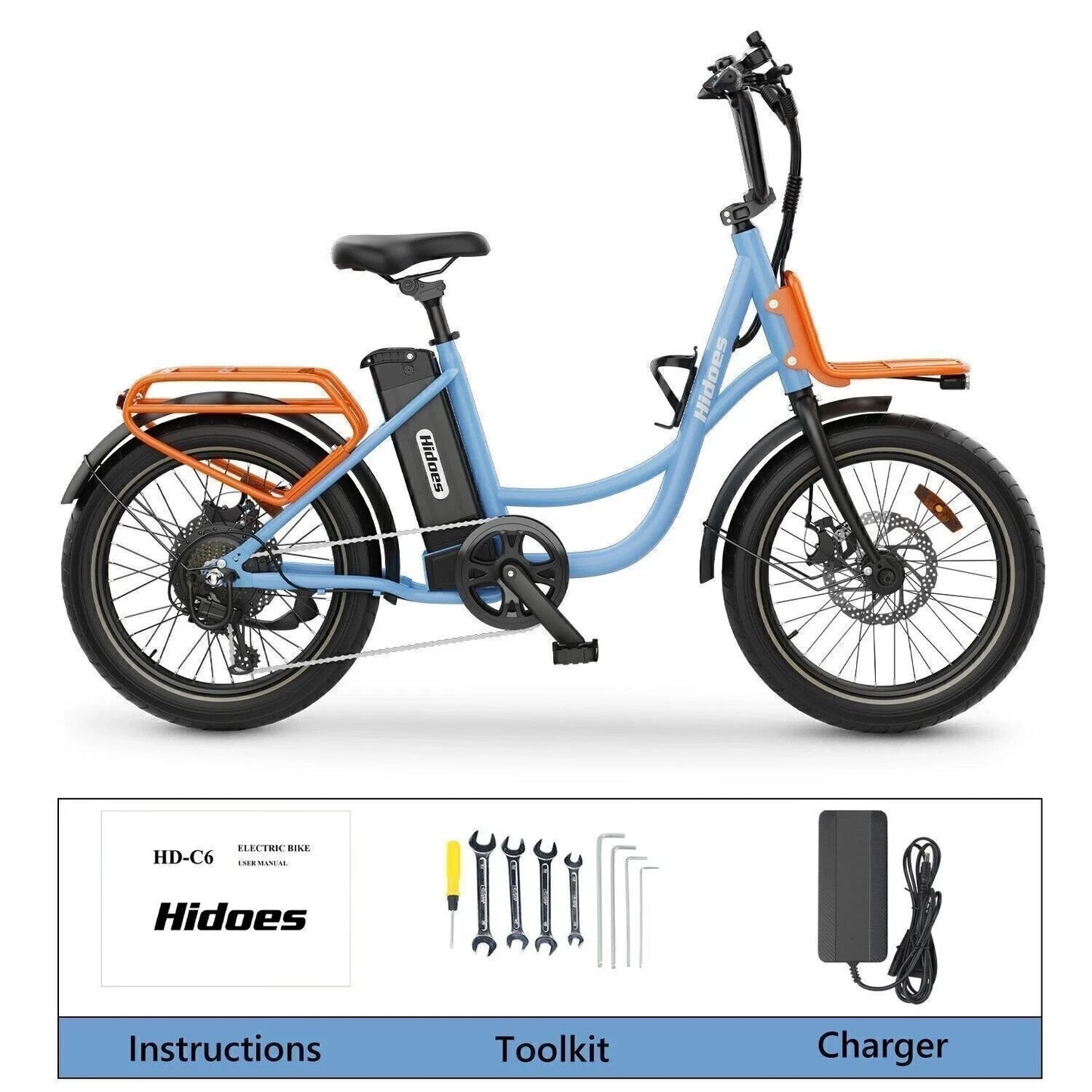 20 x 3" Fat Tire Folding Electric Bike 36V13AH City E-Bike 25km/h Commuter 35KM-HC6