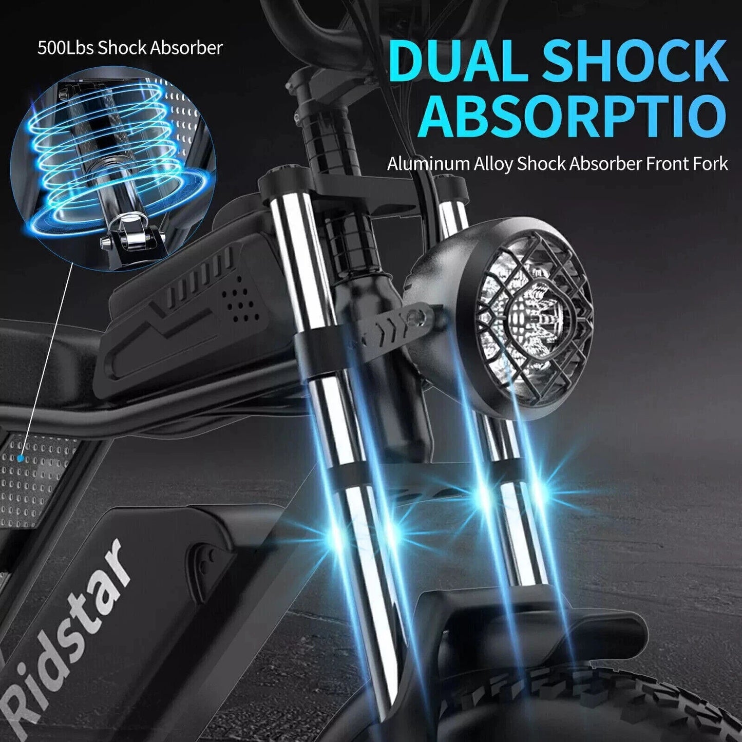 20 x 4" Fat Tyre Ebike 1000w Motor 48V 15.6Ah  Electric MTB Bike Dual Disc with Rack-Q20R