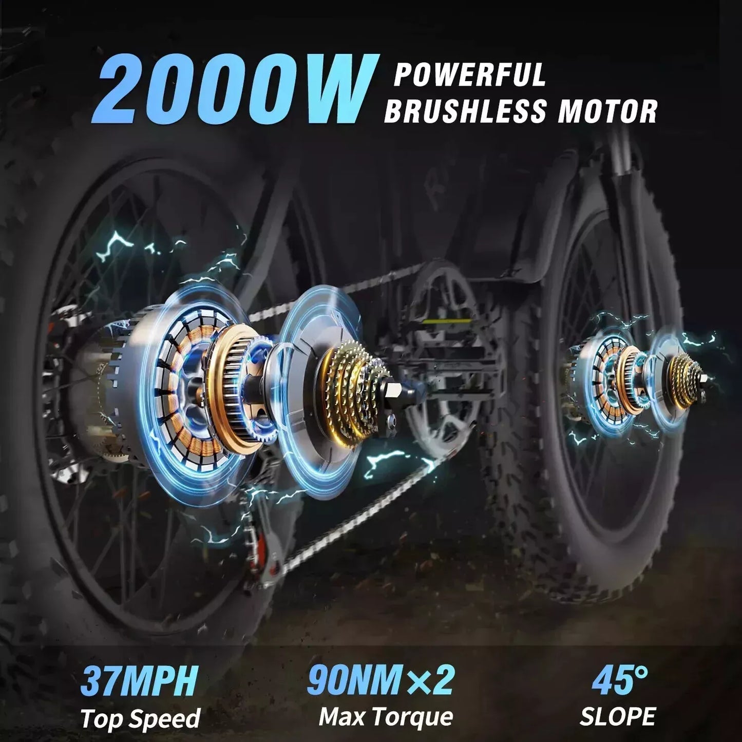 Ebike Dual Motor 2000W 52V 40AH 20'' Fat Tire Off Road Mountain MTB Electric Bike, Display model  £1000 off- Q20 Pro