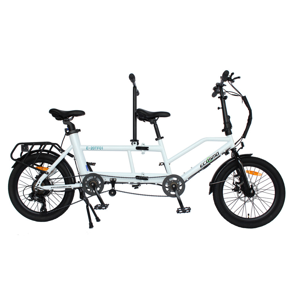 Folding Electric Tandem Bike - White