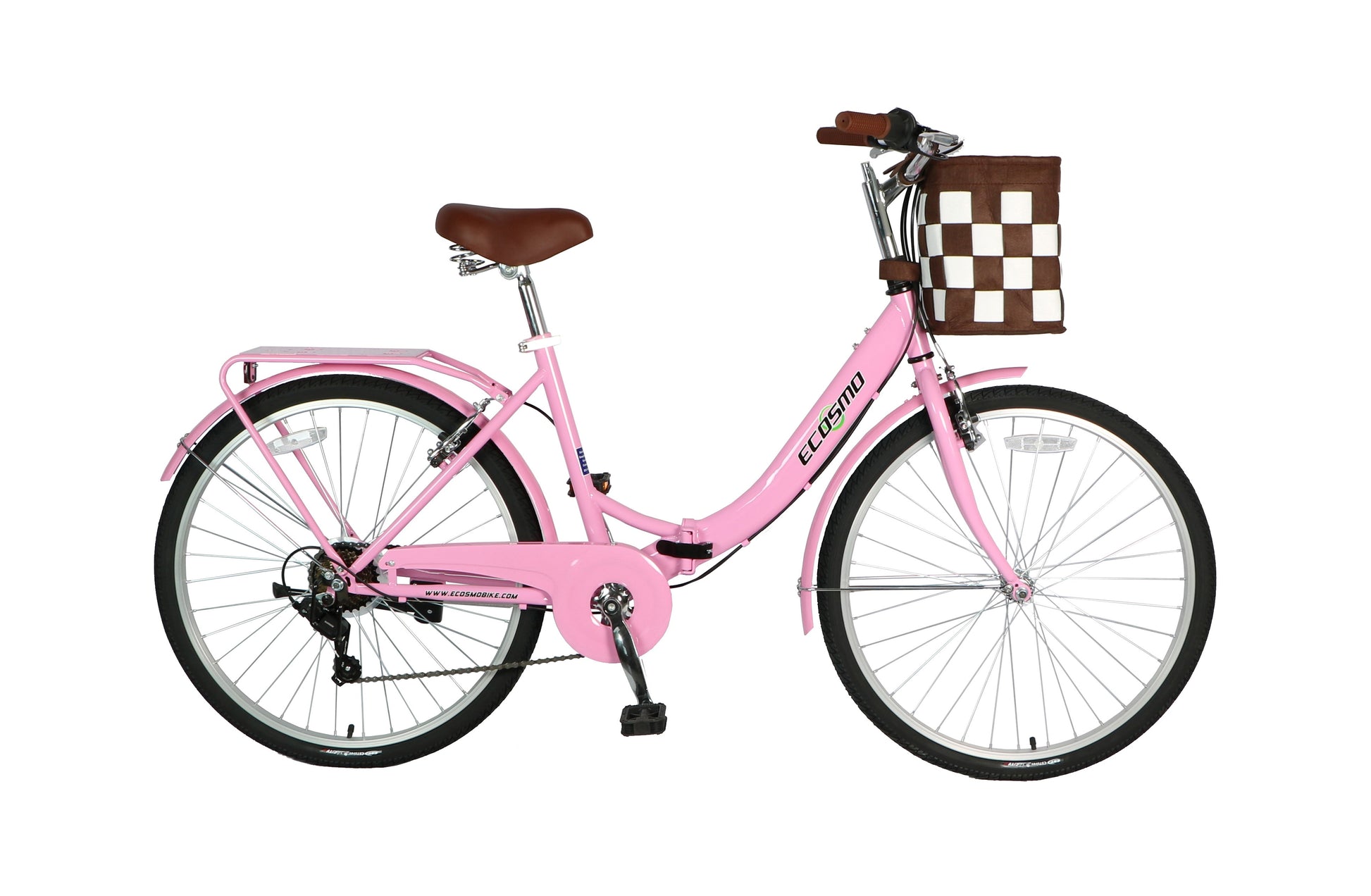 Ecosmo Folding Ladies Bike with Basket Blue – Compact & Elegant Ecosmo Folding Ladies Bike with Basket Blue – Compact & Elegant