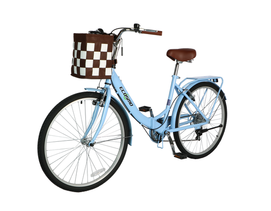 Ecosmo Folding Ladies Bike With Basket – Blue