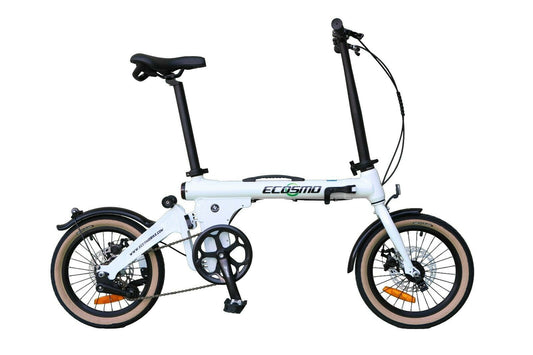 16″ Wheel Lightweight Alloy Folding Bicycle Dual Disc – White